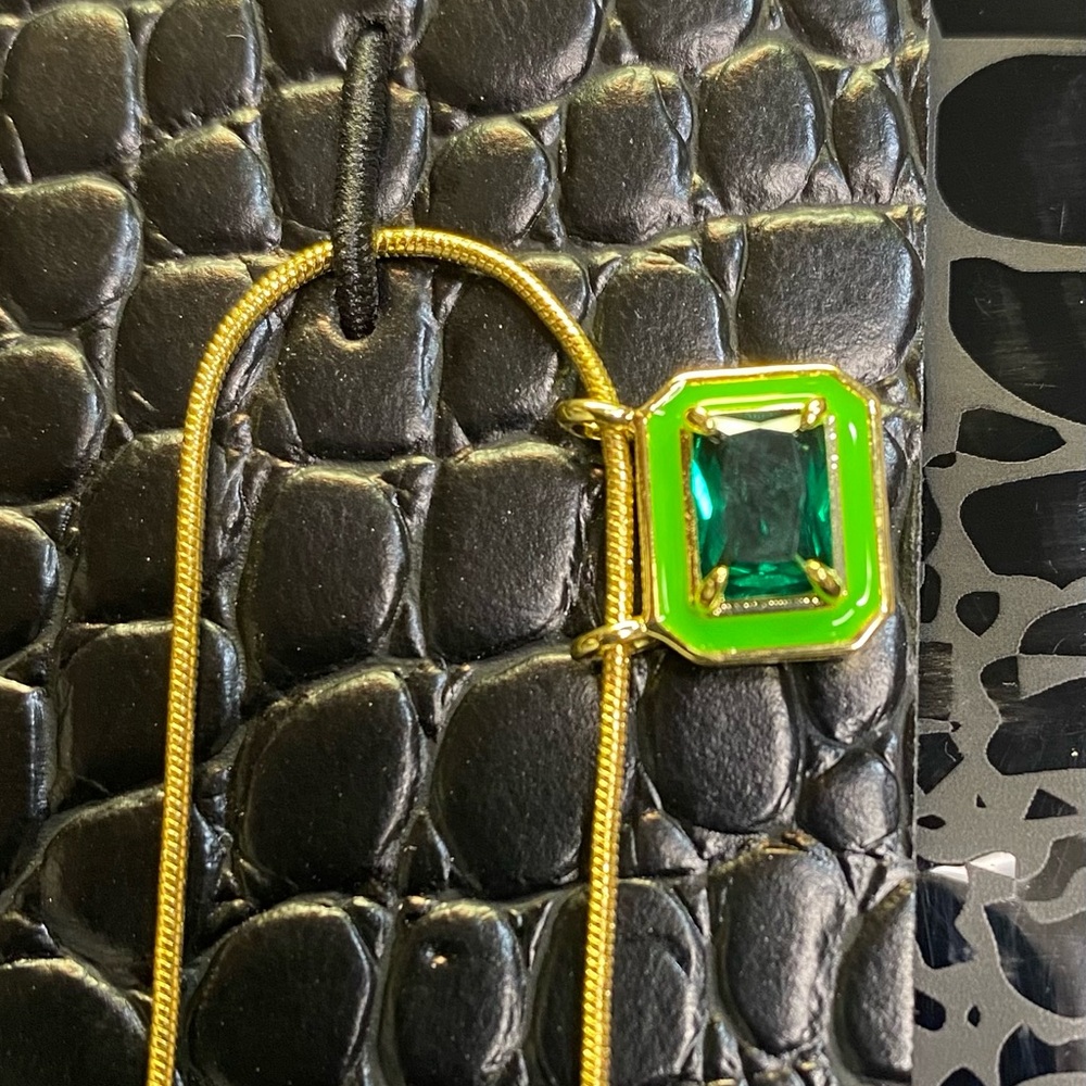 Luv AJ new in box emerald green pendant gold tone snake chain necklace